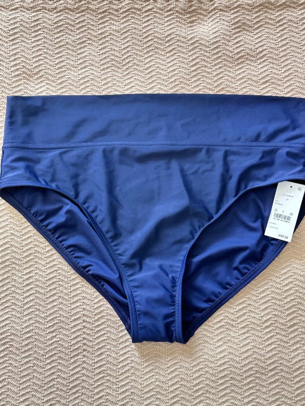 NWT Lands' End Blue High Waist Bikini Bottoms XL 18 UPF Swim Bottom